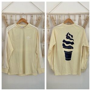 Adidas mens long sleeve tee mesh jersey yellow ice cream sporty yellow medium